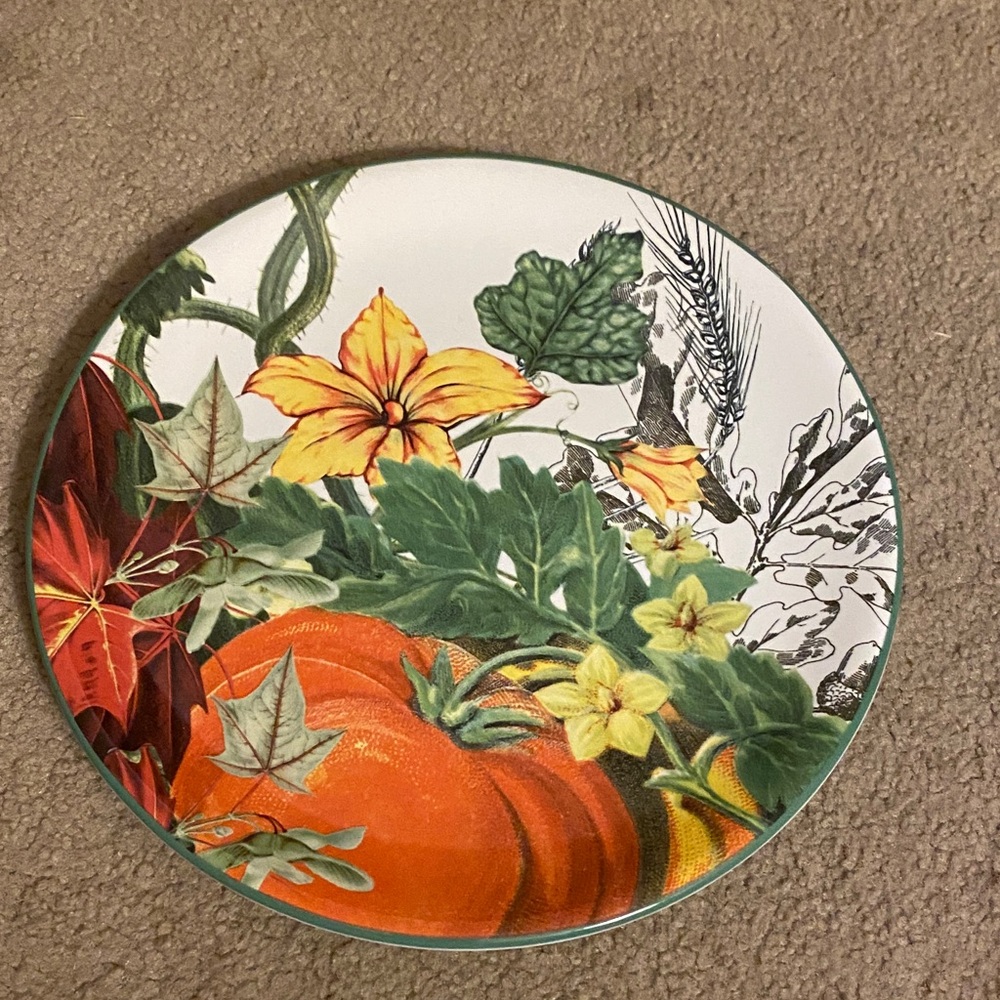 Certified International Floral and Pumpkin Decorative Plate